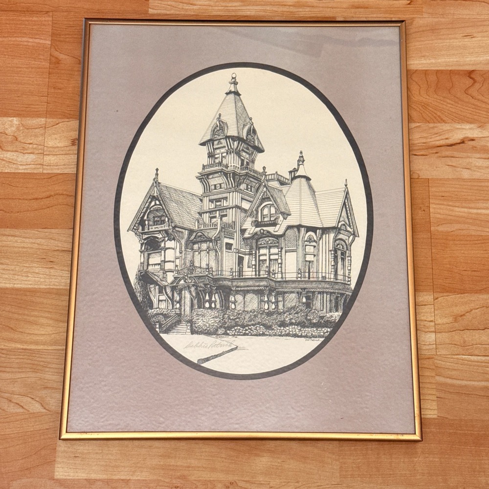 Debbie Patrick SIGNED 1976 Victorian House 14"x18" Framed Lithograph
